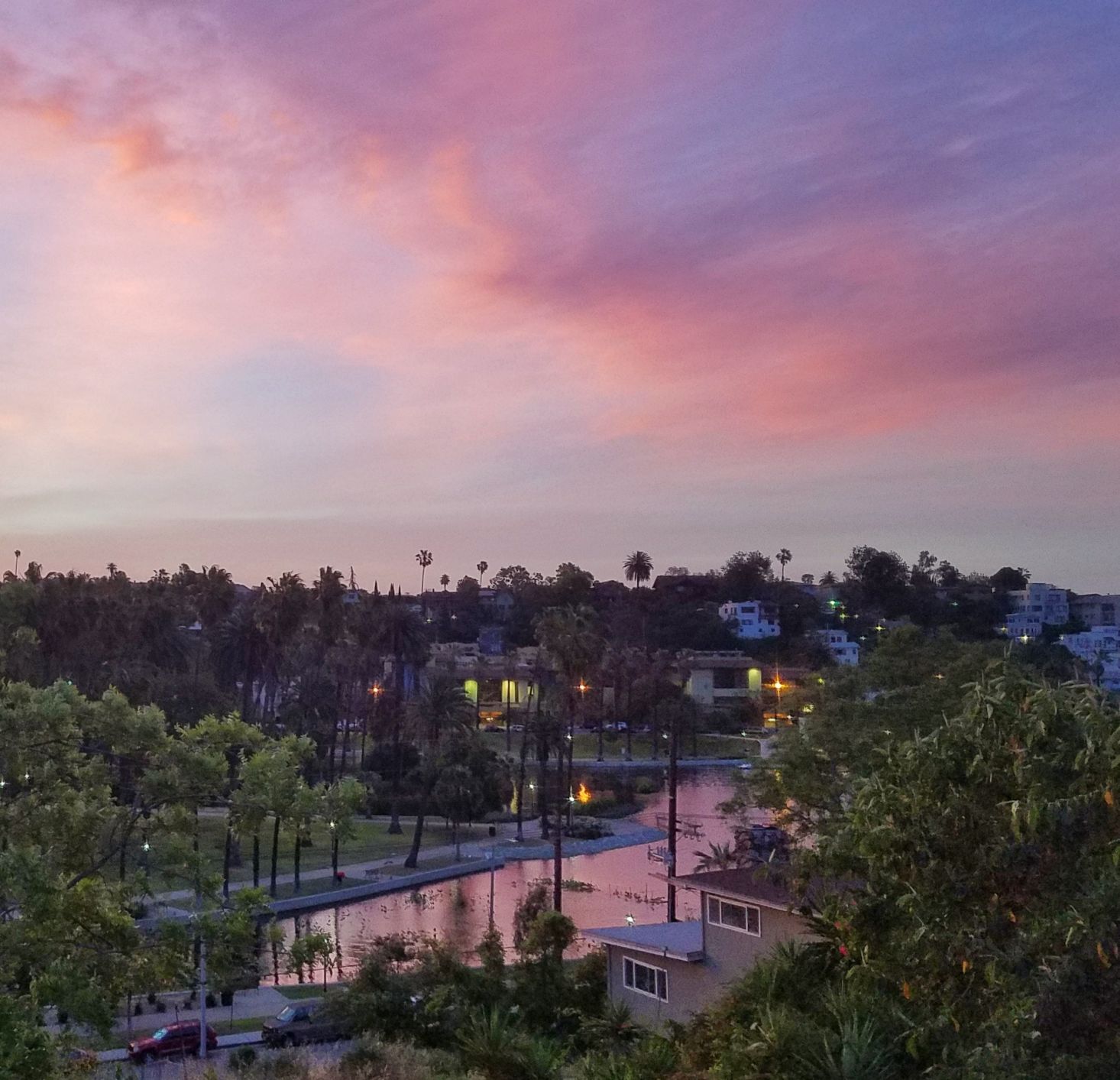 Sunrise over Echo Park Lake